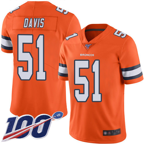 Men Denver Broncos #51 Todd Davis Limited Orange Rush Vapor Untouchable 100th Season Football NFL Jersey->denver broncos->NFL Jersey